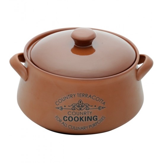 Caçarola 28x17,5cm Com Tampa de Ceramica Country Cooking Marrom